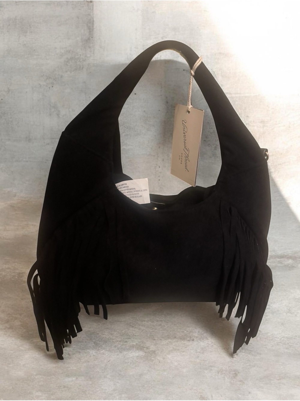 Women’s Black Fringe Hobo Bag - Unbranded
